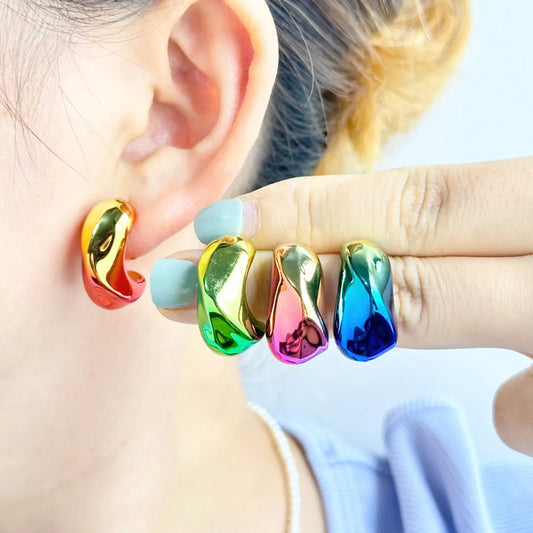 1 Pair Sweet Classic Style C Shape Water Droplets Plating Arylic Ear Studs