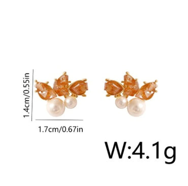 1 Pair Sweet Classic Style Geometric Inlay Copper Artificial Crystal 18K Gold Plated Ear Studs