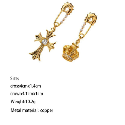 1 Pair Sweet Classic Style Maple Leaf Pearl Plating Inlay Carving Brass Pearl Zircon Gold Plated Drop Earrings Ear Studs