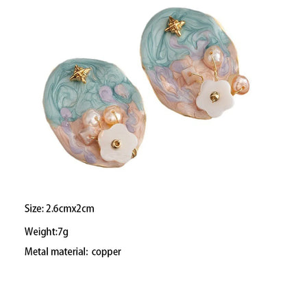 1 Pair Sweet Classic Style Maple Leaf Pearl Plating Inlay Carving Brass Pearl Zircon Gold Plated Drop Earrings Ear Studs