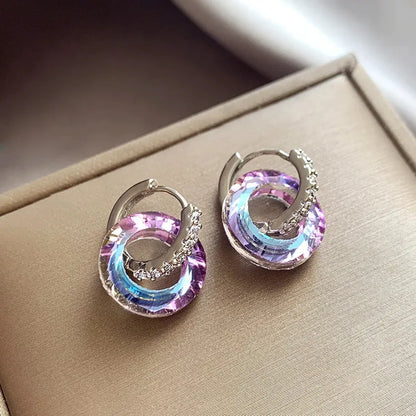 1 Pair Sweet Classic Style Round Inlay Alloy Rhinestones Drop Earrings