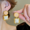 1 Pair Sweet Classic Style Square Inlay Copper Imitation Pearl Resin Drop Earrings