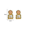 1 Pair Sweet Classic Style Square Inlay Copper Imitation Pearl Resin Drop Earrings