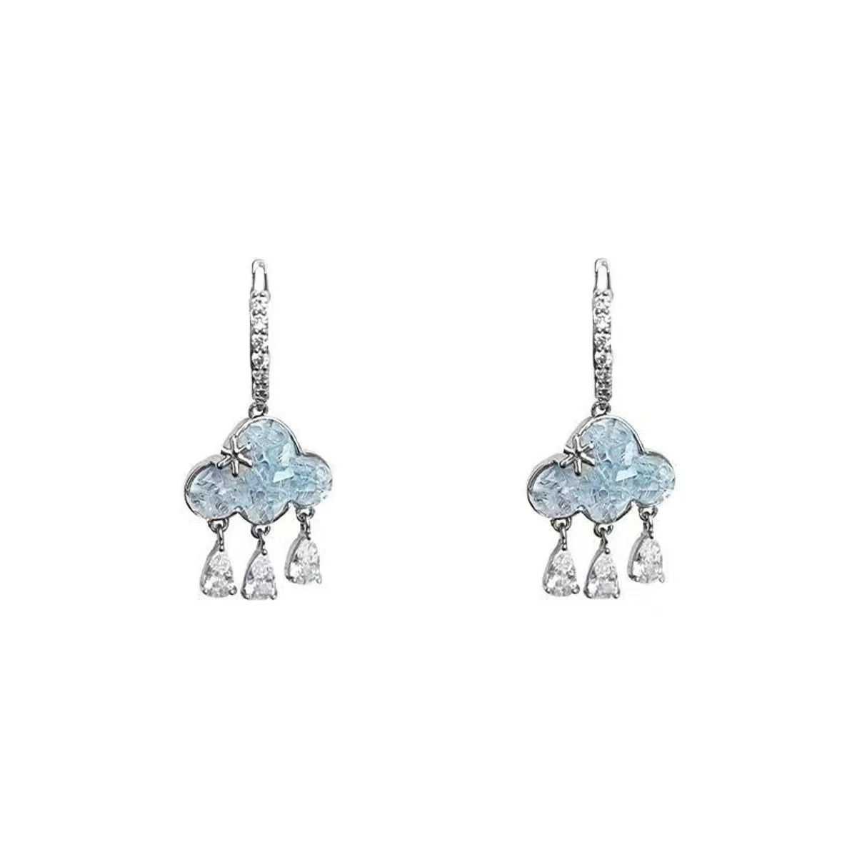 1 Pair Sweet Clouds Plating Mixed Materials Drop Earrings