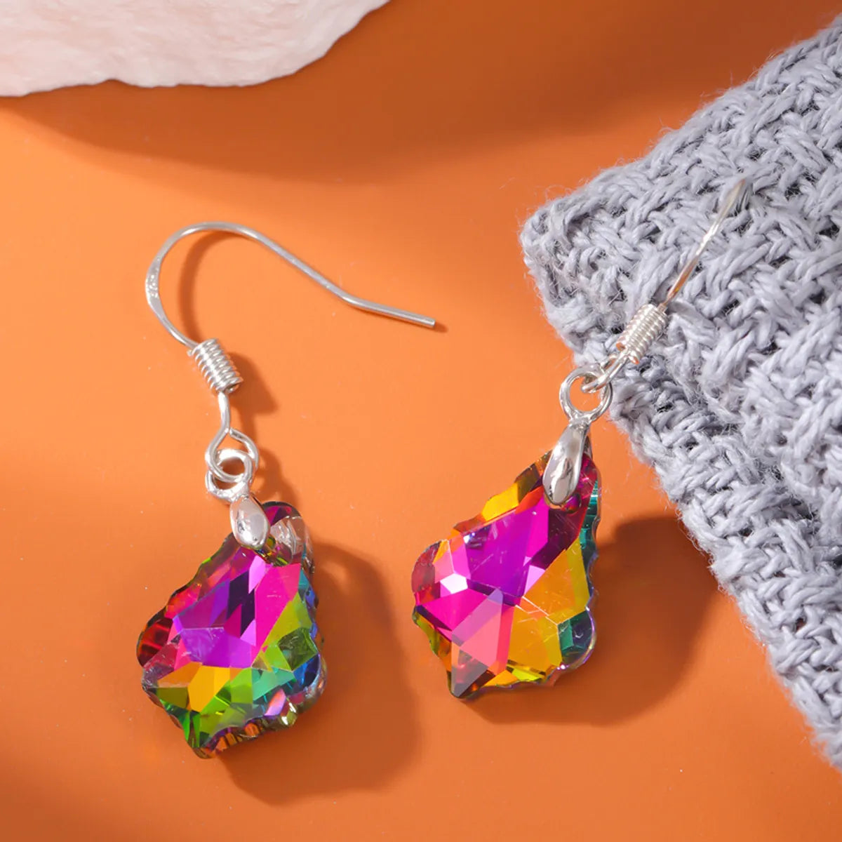 1 Pair Sweet Color Block Inlay Alloy Crystal Drop Earrings