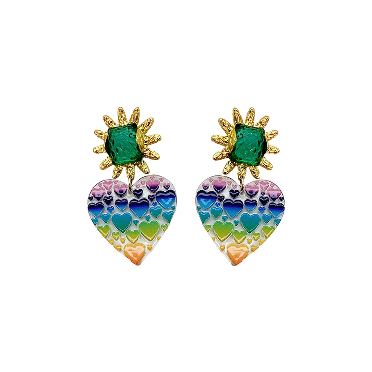 1 Pair Sweet Colorful Heart Shape Arylic Drop Earrings