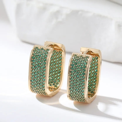 1 Pair Sweet Colorful Plating Inlay Copper Zircon Gold Plated Earrings