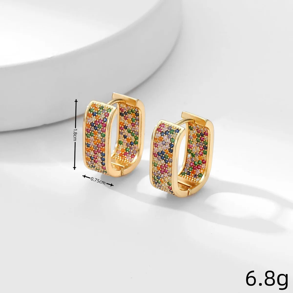 1 Pair Sweet Colorful Plating Inlay Copper Zircon Gold Plated Earrings