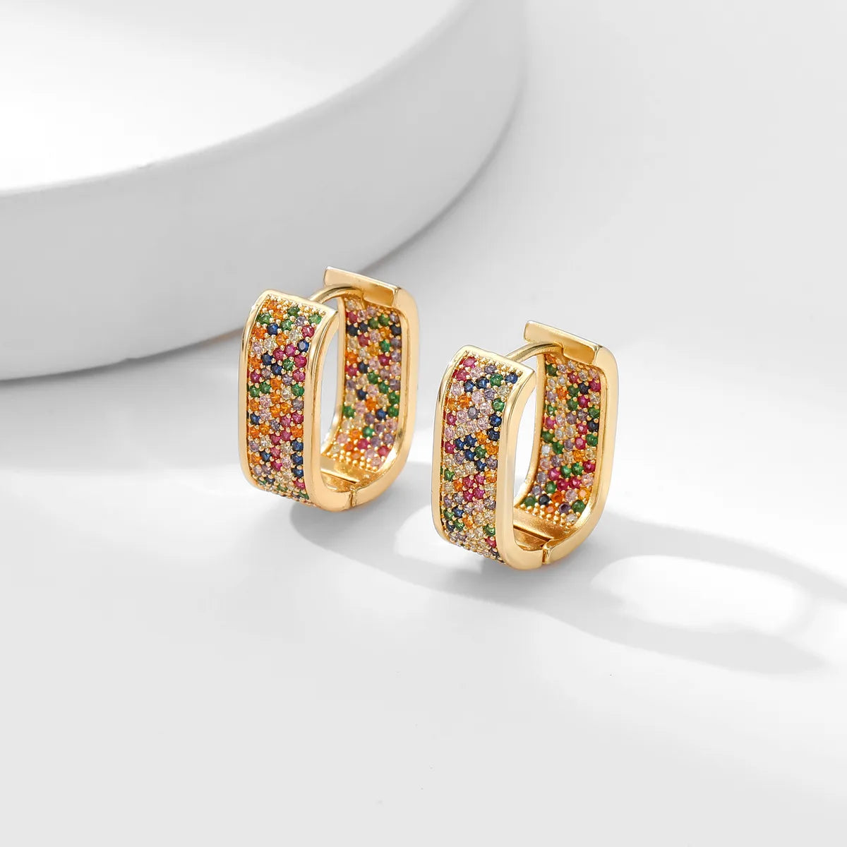 1 Pair Sweet Colorful Plating Inlay Copper Zircon Gold Plated Earrings