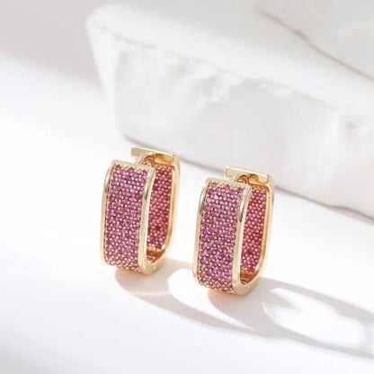 1 Pair Sweet Colorful Plating Inlay Copper Zircon Gold Plated Earrings