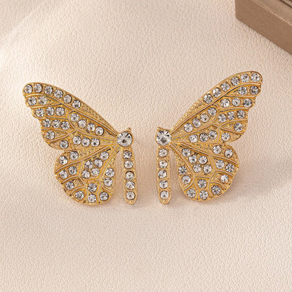 1 Pair Sweet Commute Butterfly Inlay Zinc Alloy Glass Ear Studs