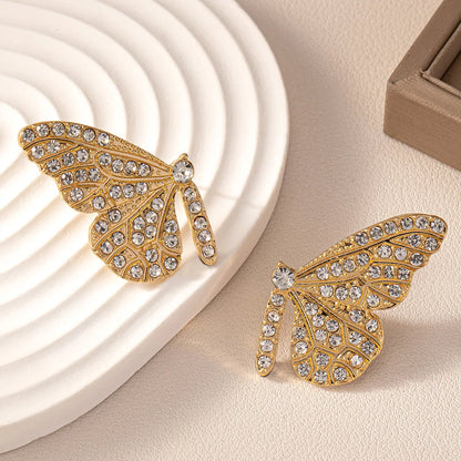 1 Pair Sweet Commute Butterfly Inlay Zinc Alloy Glass Ear Studs