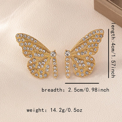 1 Pair Sweet Commute Butterfly Inlay Zinc Alloy Glass Ear Studs