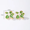 1 Pair Sweet Commute Flower Enamel Plating Inlay Copper Freshwater Pearl Zircon 18k Gold Plated Ear Studs