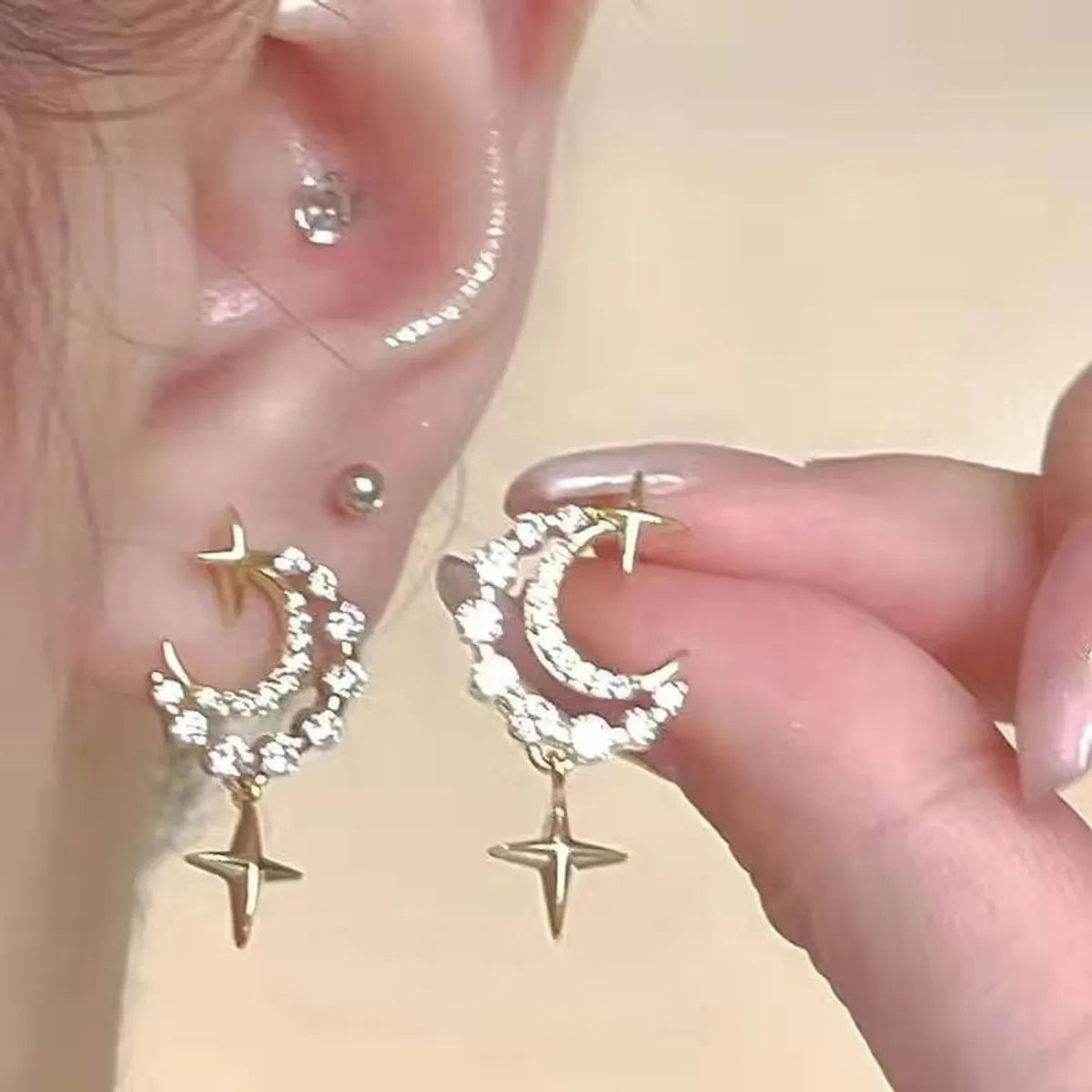 1 Pair Sweet Commute Flower Plating Inlay Alloy Artificial Diamond Earrings