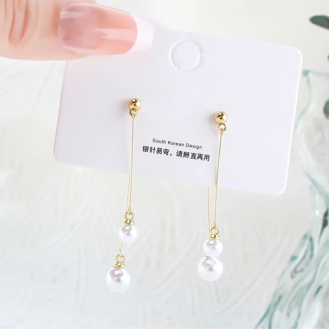 1 Pair Sweet Commute Round Inlay Alloy Pearl Gold Plated Drop Earrings