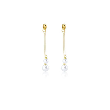 1 Pair Sweet Commute Round Inlay Alloy Pearl Gold Plated Drop Earrings