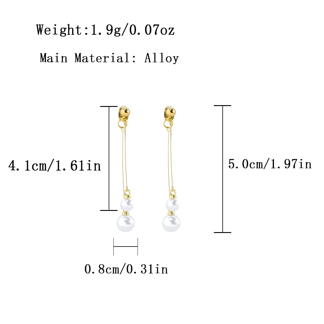 1 Pair Sweet Commute Round Inlay Alloy Pearl Gold Plated Drop Earrings