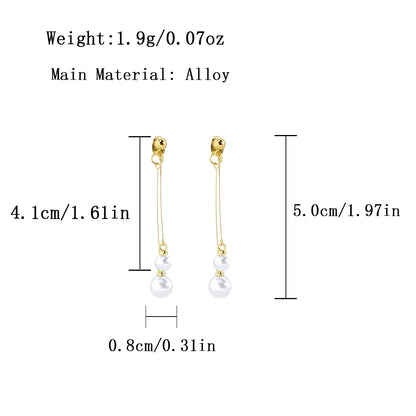 1 Pair Sweet Commute Round Inlay Alloy Pearl Gold Plated Drop Earrings