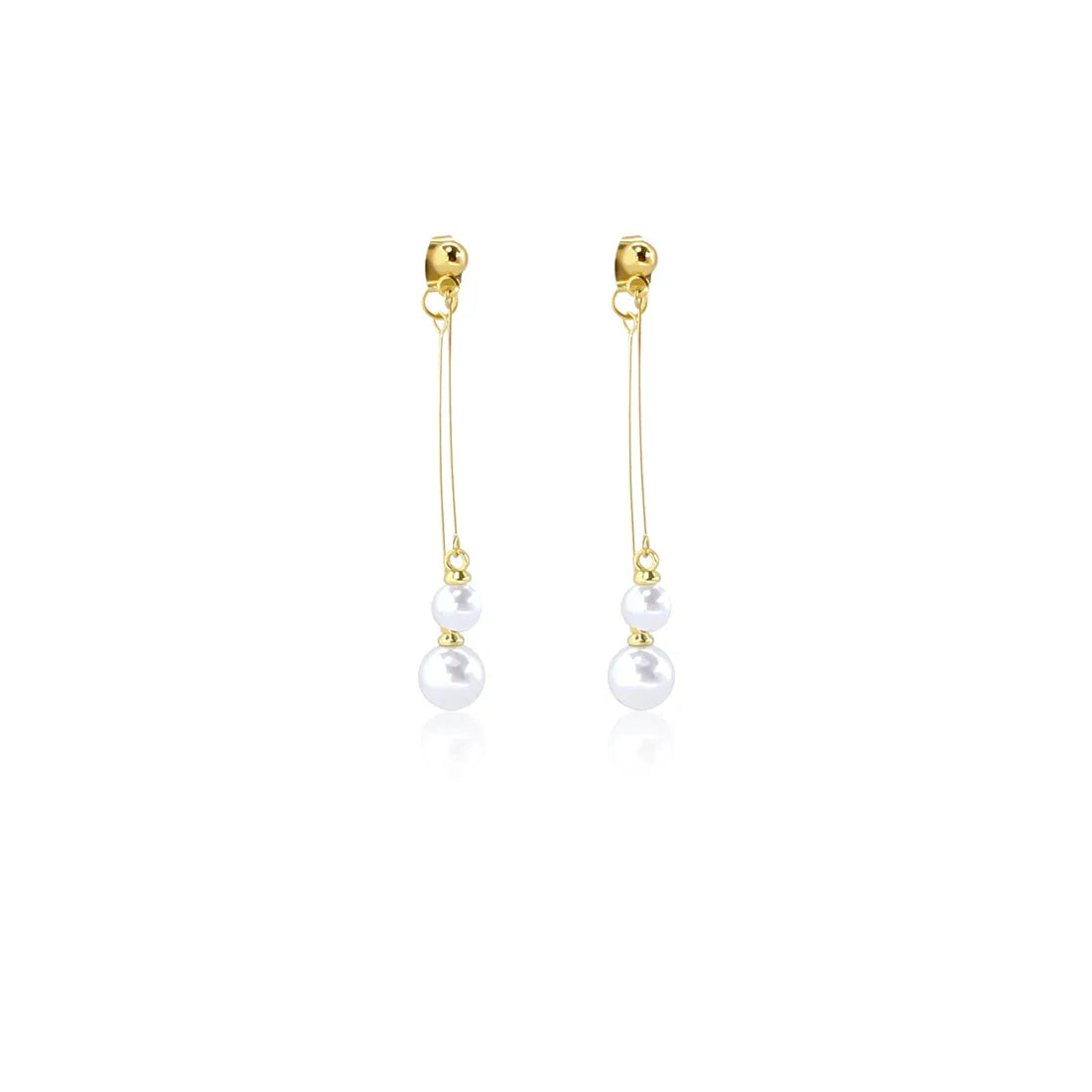 1 Pair Sweet Commute Round Inlay Alloy Pearl Gold Plated Drop Earrings