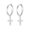 1 Pair Sweet Cross Plating Inlay Sterling Silver Rhinestones Drop Earrings