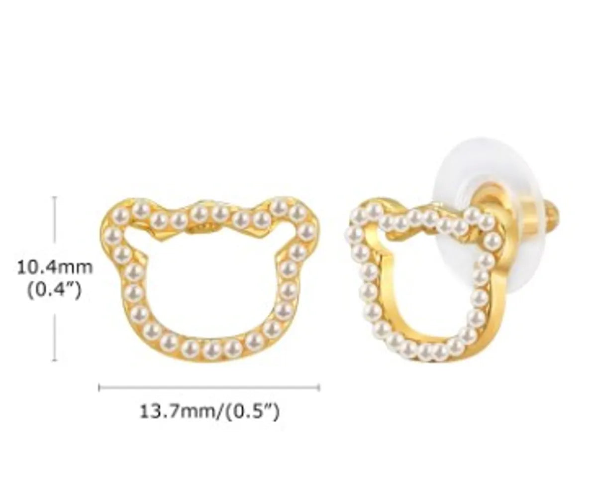 1 Pair Sweet Crown Bow Knot Plating Inlay Copper Artificial Pearls Zircon Ear Studs