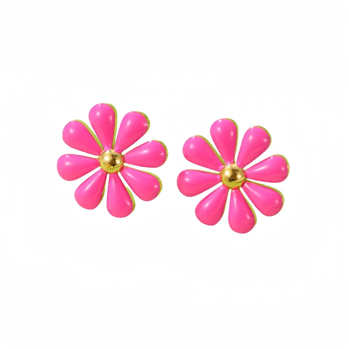 1 Pair Sweet Daisy Plating Titanium Steel Ear Studs