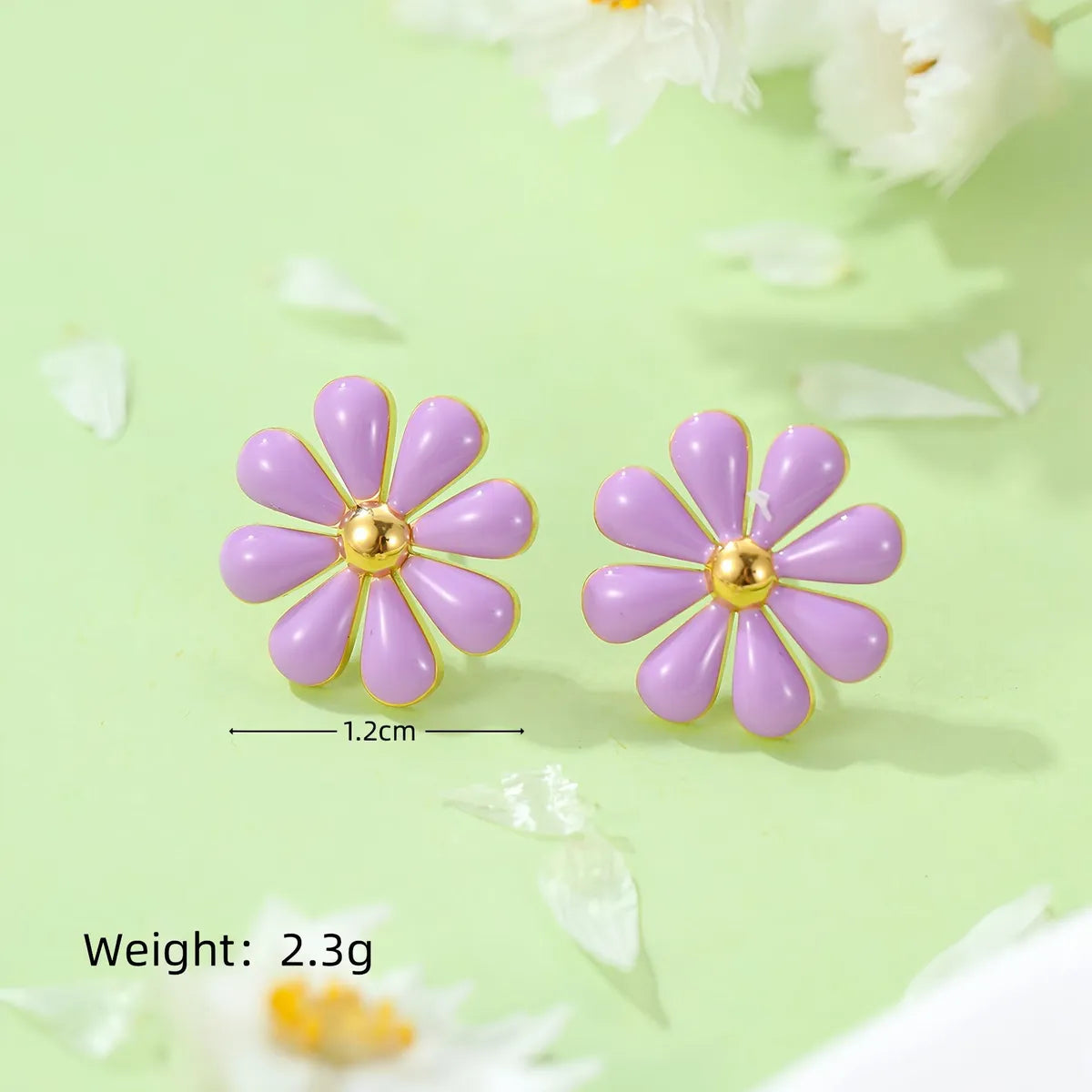 1 Pair Sweet Daisy Plating Titanium Steel Ear Studs