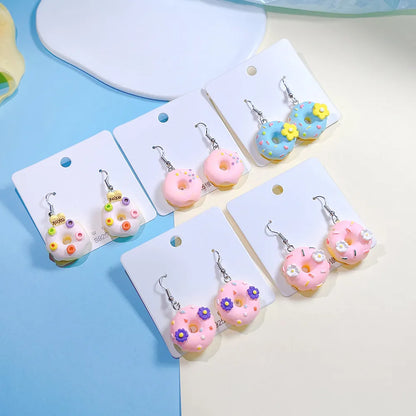 1 Pair Sweet Donuts Resin Drop Earrings