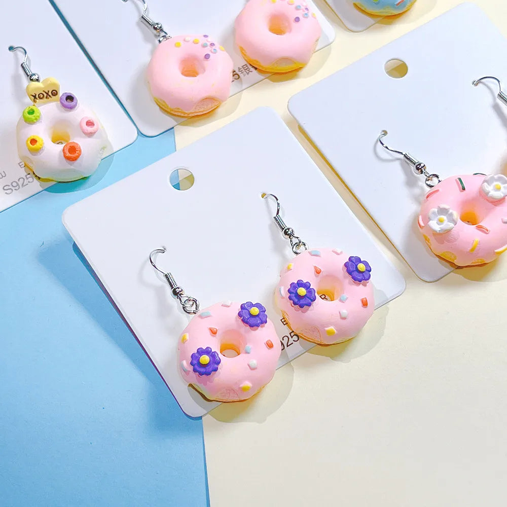 1 Pair Sweet Donuts Resin Drop Earrings