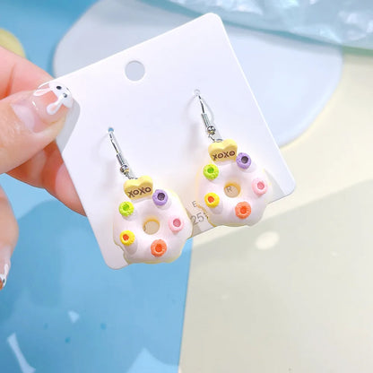 1 Pair Sweet Donuts Resin Drop Earrings