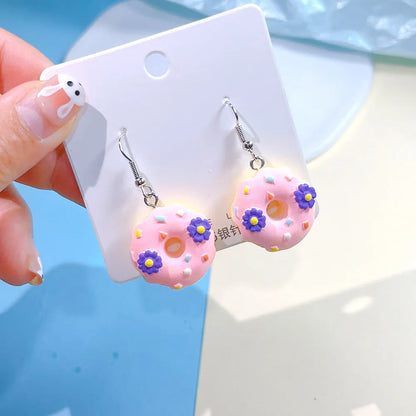 1 Pair Sweet Donuts Resin Drop Earrings