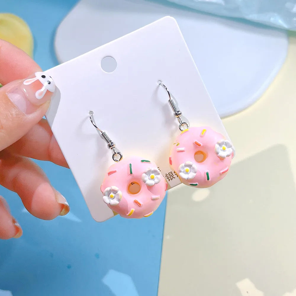 1 Pair Sweet Donuts Resin Drop Earrings