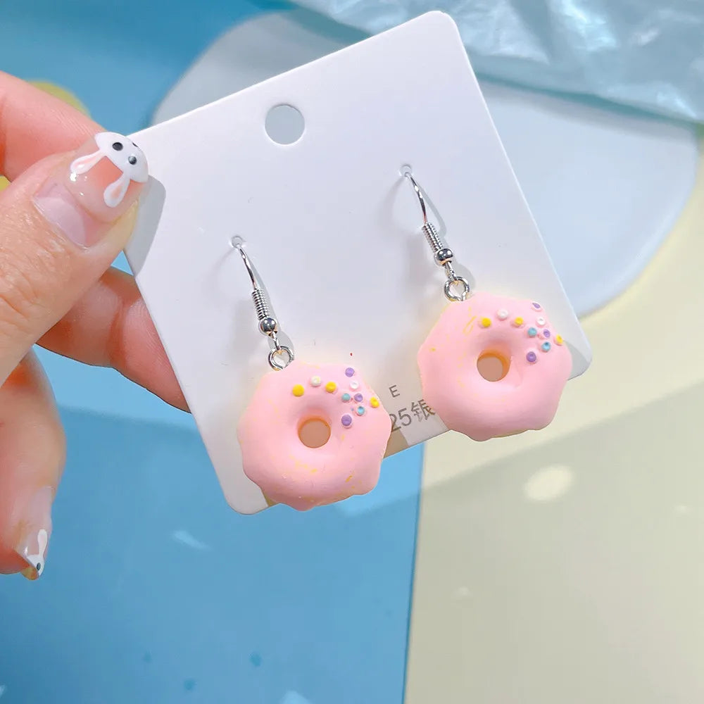 1 Pair Sweet Donuts Resin Drop Earrings