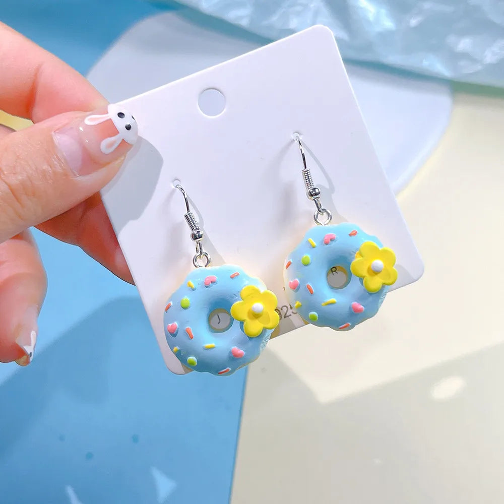 1 Pair Sweet Donuts Resin Drop Earrings