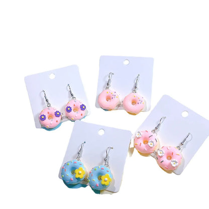 1 Pair Sweet Donuts Resin Drop Earrings