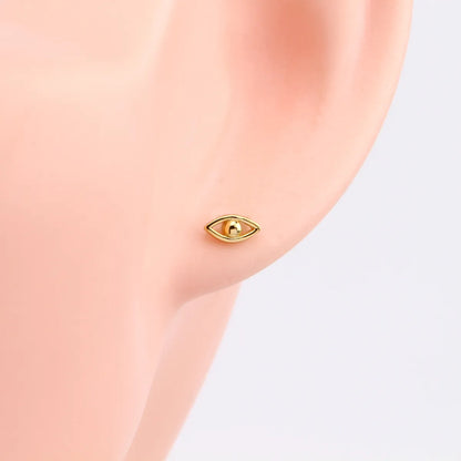 1 Pair Sweet Eye Plating Sterling Silver Ear Studs