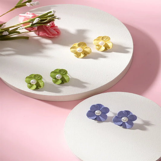 1 Pair Sweet Flower Alloy Ear Studs