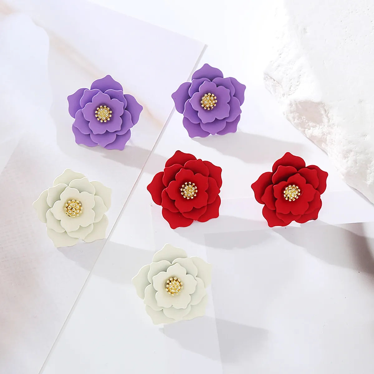 1 Pair Sweet Flower Alloy Earrings