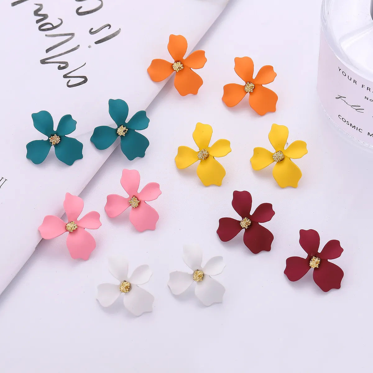 1 Pair Sweet Flower Enamel Alloy Ear Studs