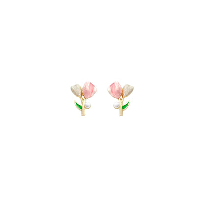 1 Pair Sweet Flower Enamel Plating Alloy Ear Studs