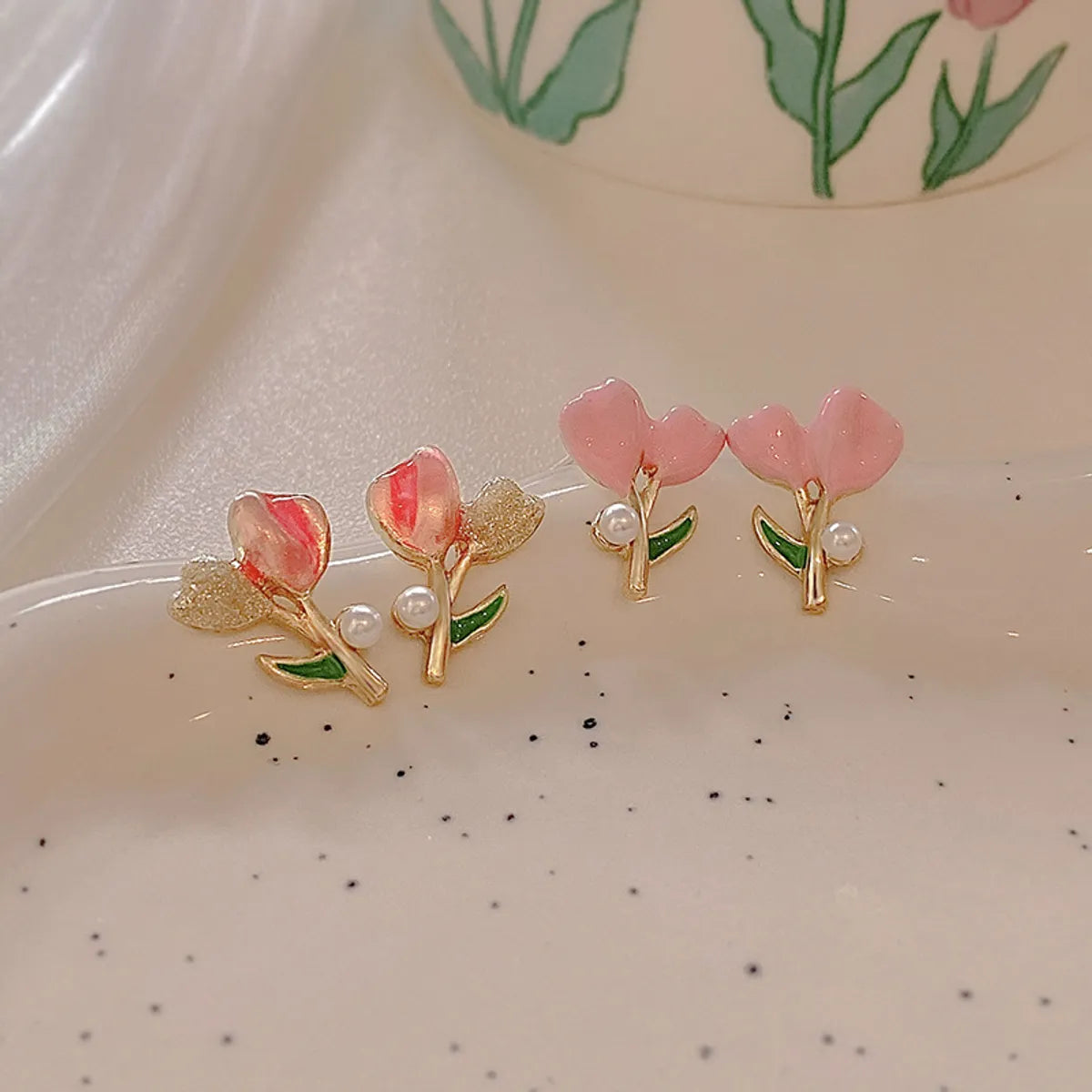 1 Pair Sweet Flower Enamel Plating Alloy Ear Studs