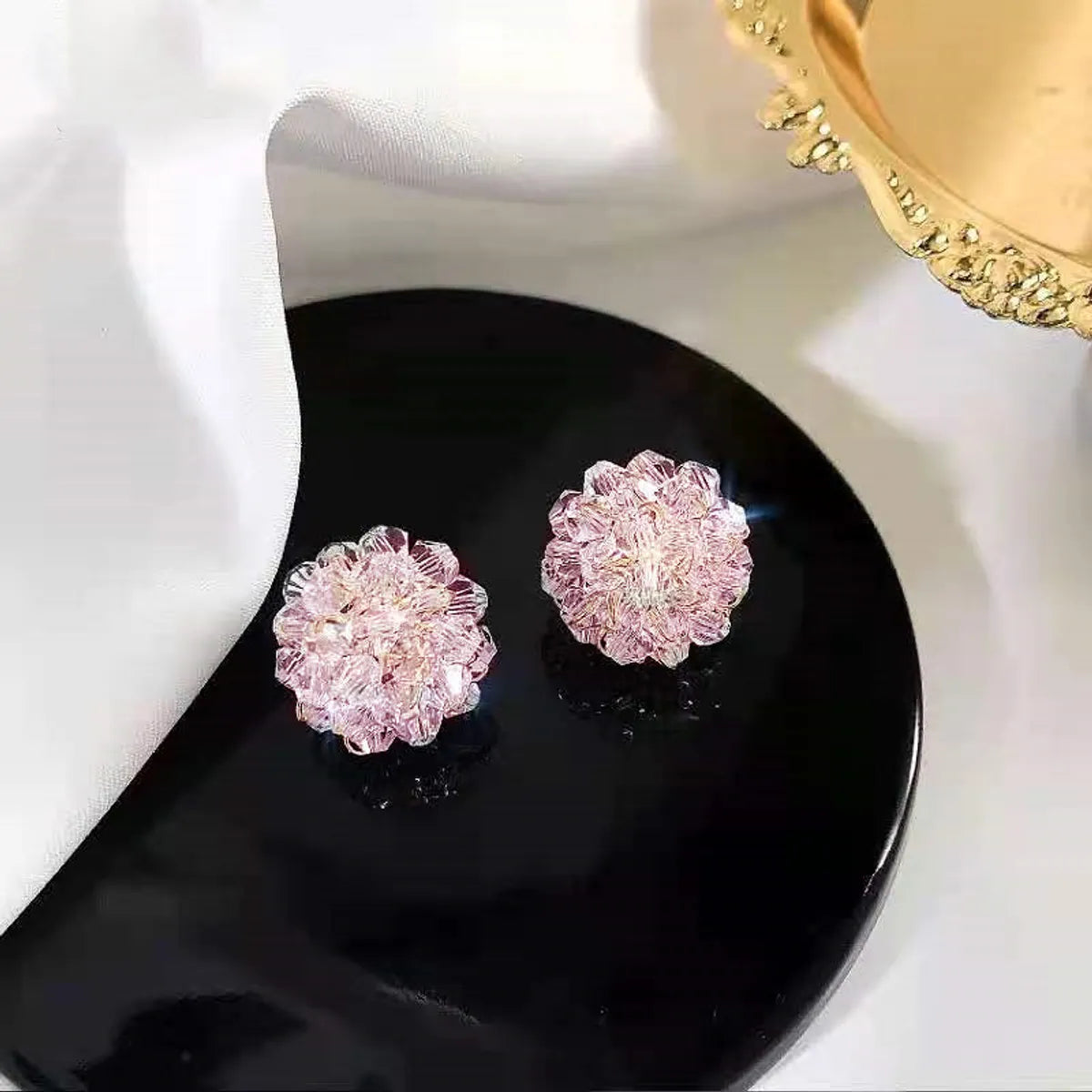 1 Pair Sweet Flower Artificial Crystal Alloy Women'S Ear Studs