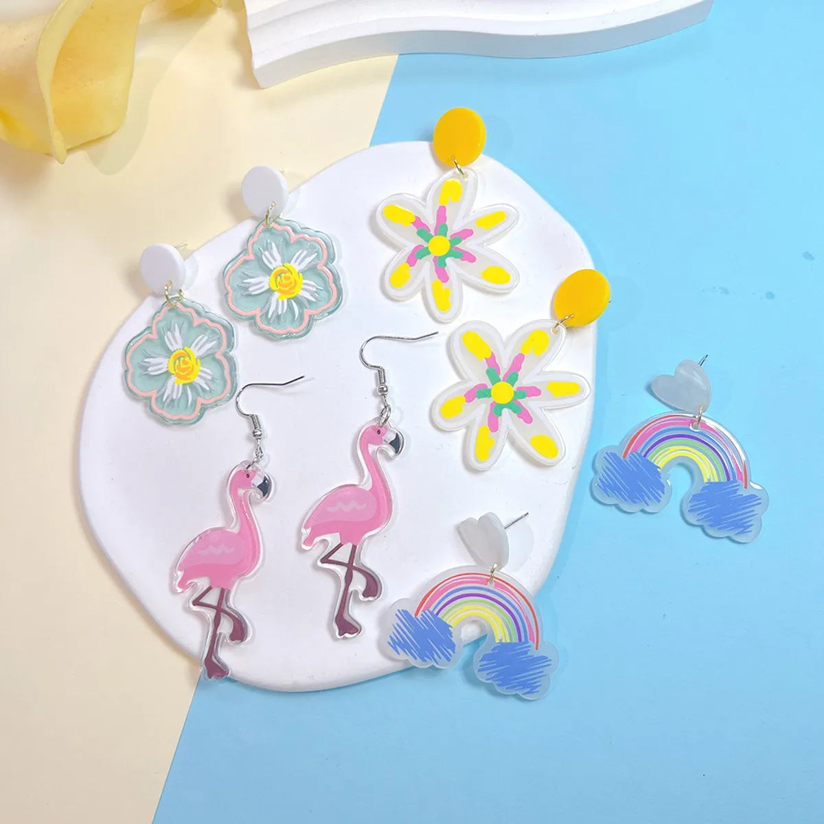 1 Pair Sweet Flower Arylic Drop Earrings