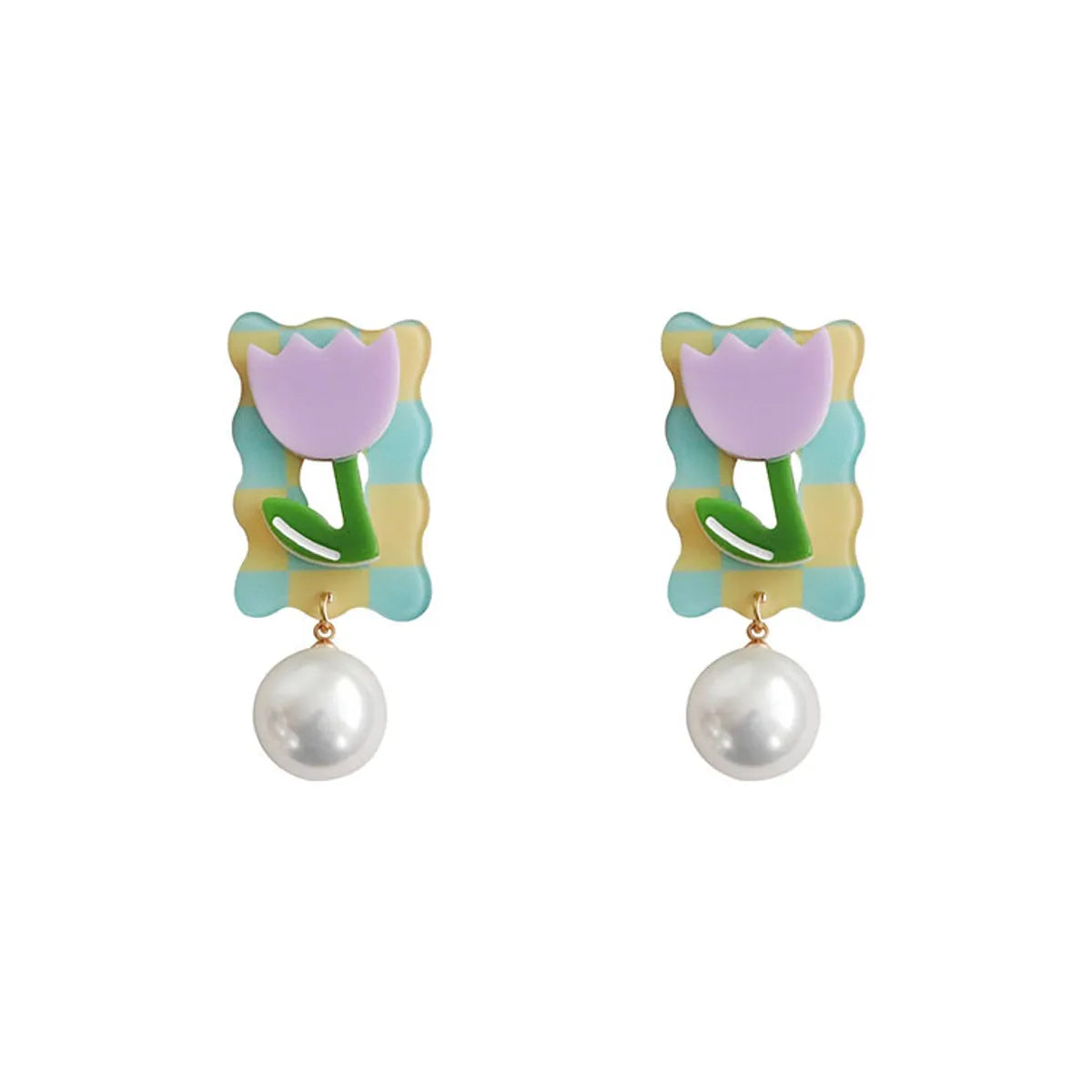 1 Pair Sweet Flower Arylic Drop Earrings