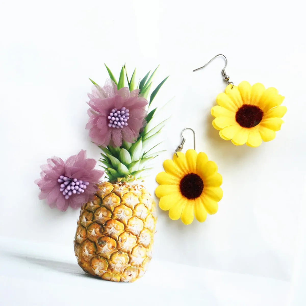 1 Pair Sweet Flower Cloth Women's Earrings