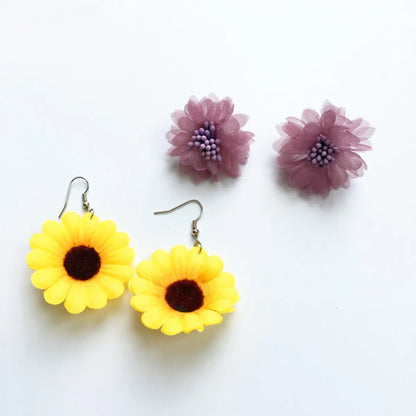 1 Pair Sweet Flower Cloth Women's Earrings