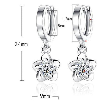 1 Pair Sweet Flower Copper Inlay Zircon Drop Earrings