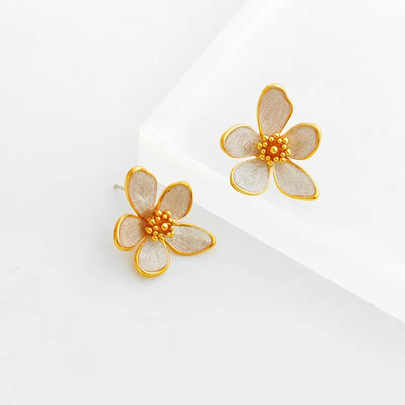 1 Pair Sweet Flower Copper Plating Ear Studs