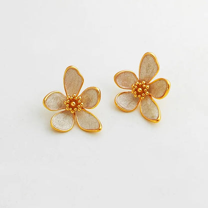 1 Pair Sweet Flower Copper Plating Ear Studs